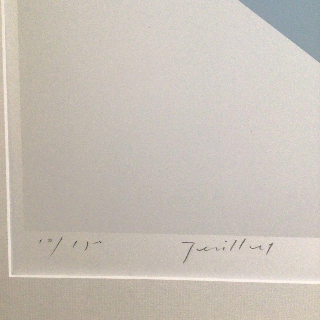 No1878額装　井上公三　シルクスクリーン「白い百合」紙箱付　美術品　送料無料