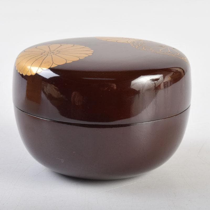 茶道具 御塗師 満田道志作 菊蒔絵 平棗 久田流家元極め箱