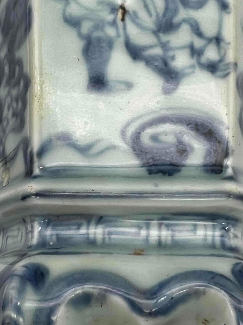 明時代 染付 青花仙人文塔型筆筒 白磁 文房具 名品珍品 香炉 (C-