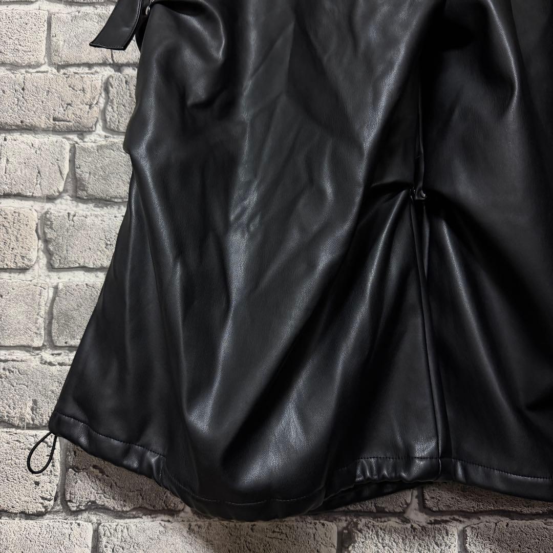 【美品】HARE　2WAYメタルカーゴパンツ　ブラック　レザー