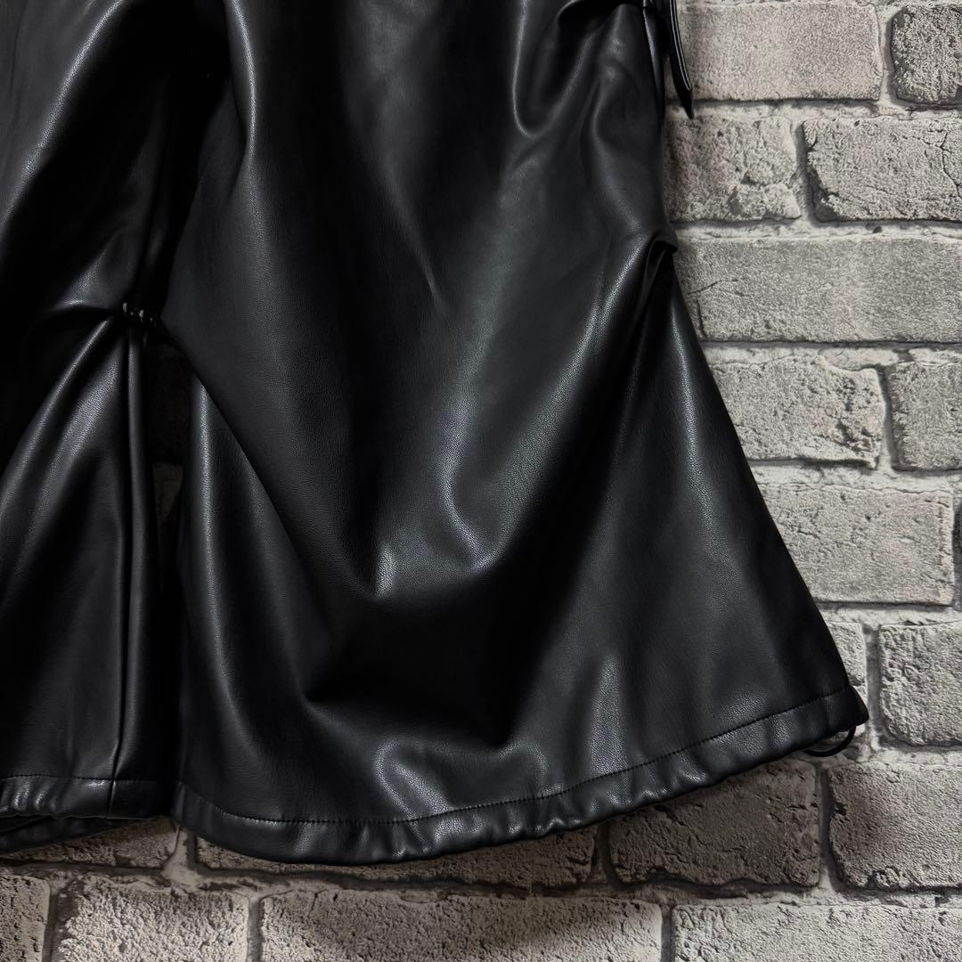 【美品】HARE　2WAYメタルカーゴパンツ　ブラック　レザー