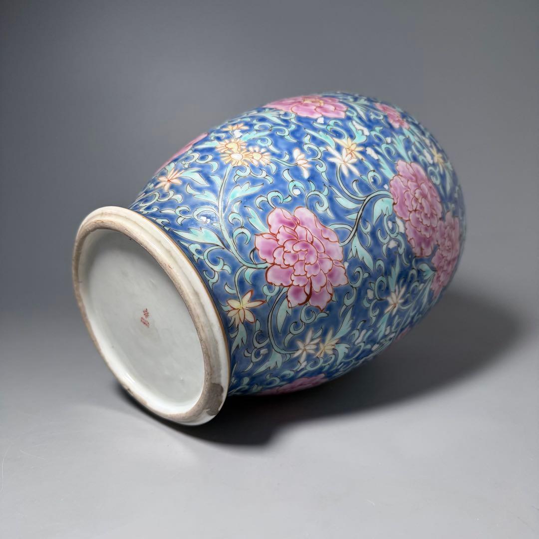 晩香窯 ARITA BANKO 希少品 里帰り品 牡丹文様花瓶 高さ24.5cm