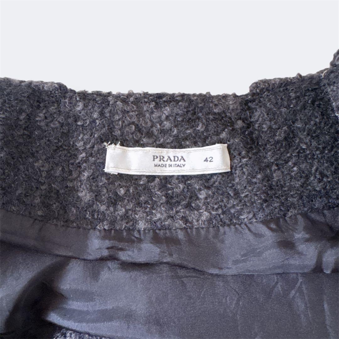 PRADA ウール　ツイード　タイトスカート　リボンベルト付き　ペンシルスカート
