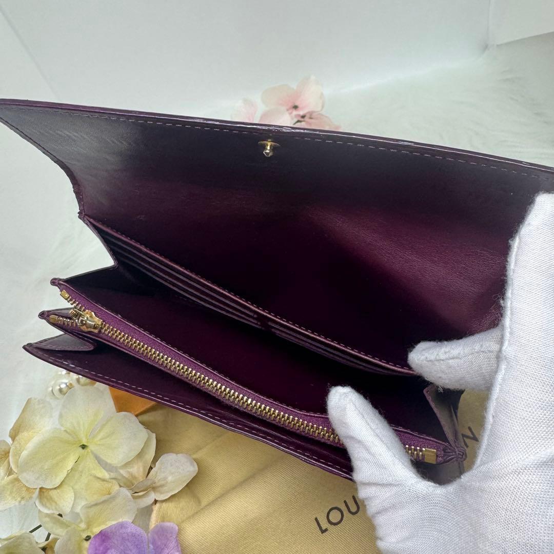 ルイヴィトン ポルトフォイユ・サラ モノグラム ヴェルニ 長財布 アマラント