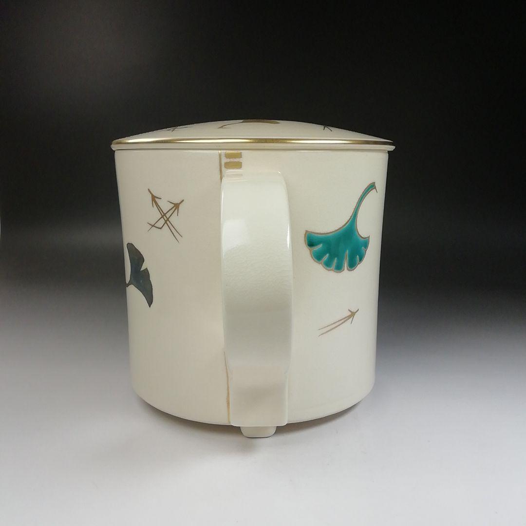 T738 水次 『色絵 銀杏文』『鳴滝窯 橋本城岳 造』 共箱 茶道具