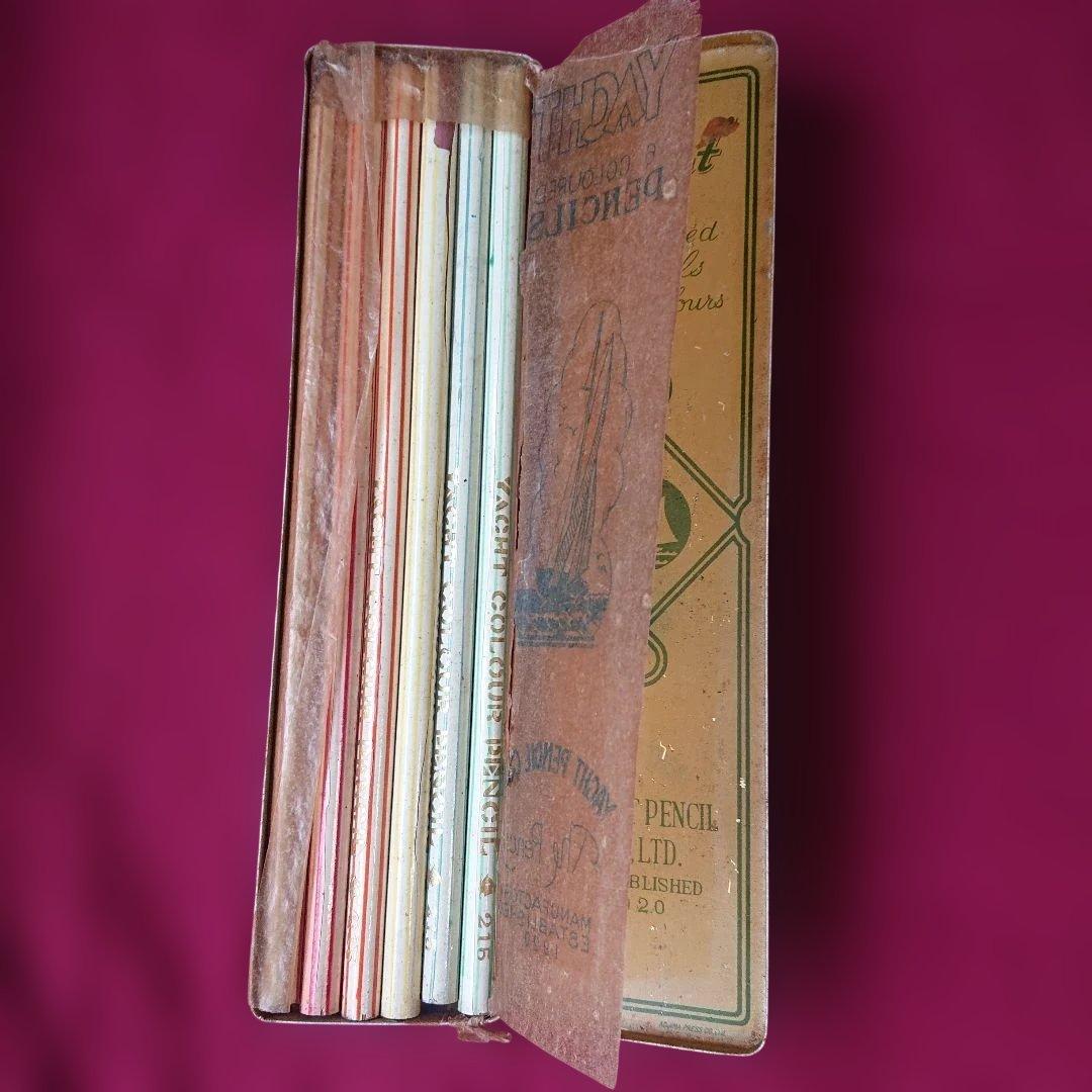超希少ヴィンテージヨット鉛筆ブリキ箱入Yacht Pencils 1920年製