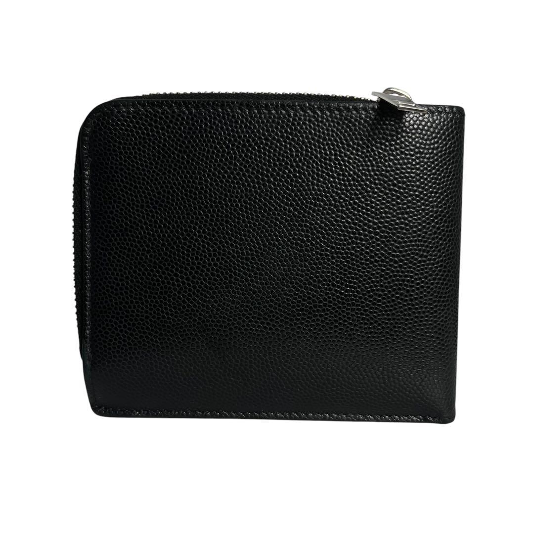 極美✨サンローラン 二つ折り財布 キャビアスキン レザー ブラック