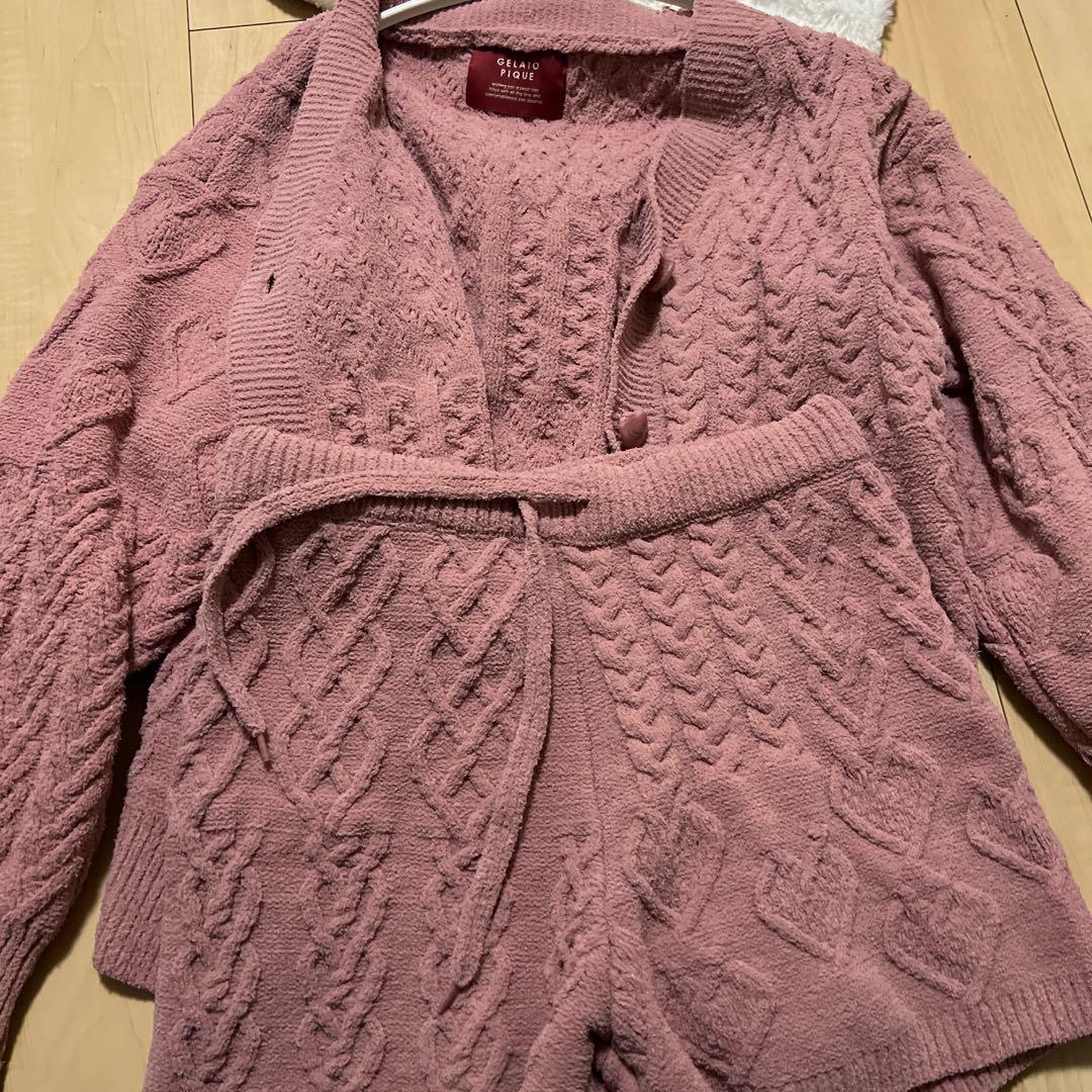 ジェラピケ バレンタイン ハートアラン カーディガン ショーパンセット