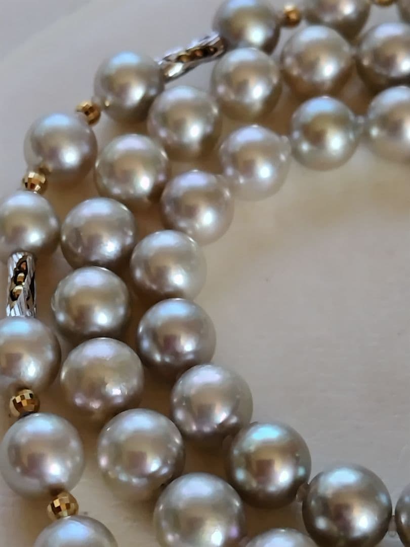 アコヤ真珠シルバーグレーの、3WAYネックレス アクセサリー