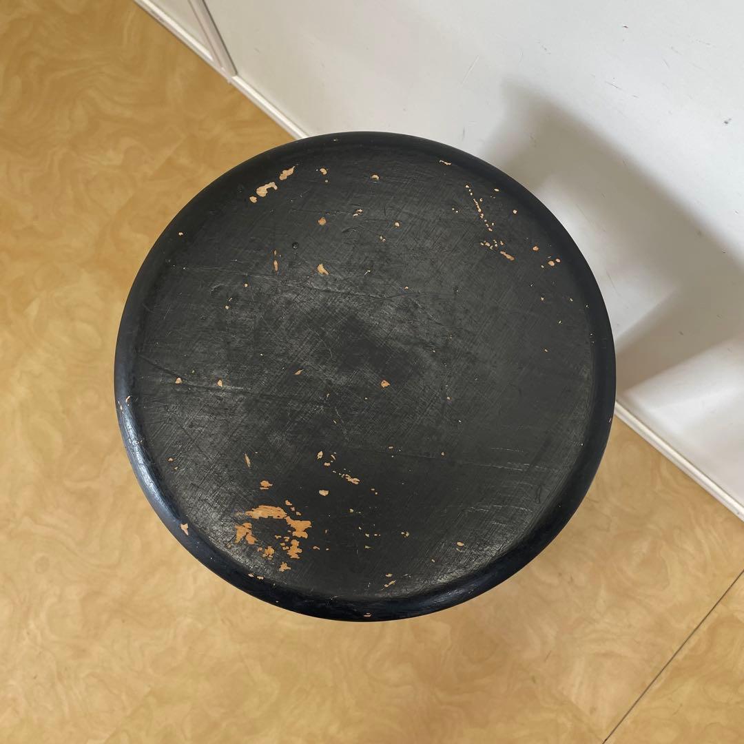 木製スツール 丸椅子 ハイスツール ビンテージ インダストリアル 黒 ブラック