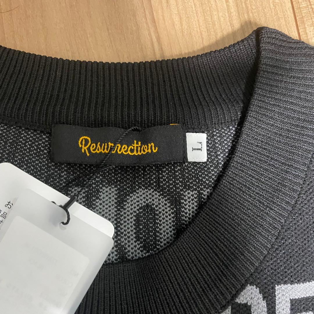 【新品】レザレクション メニーロゴ セーター サイズＬ　黒 レディース