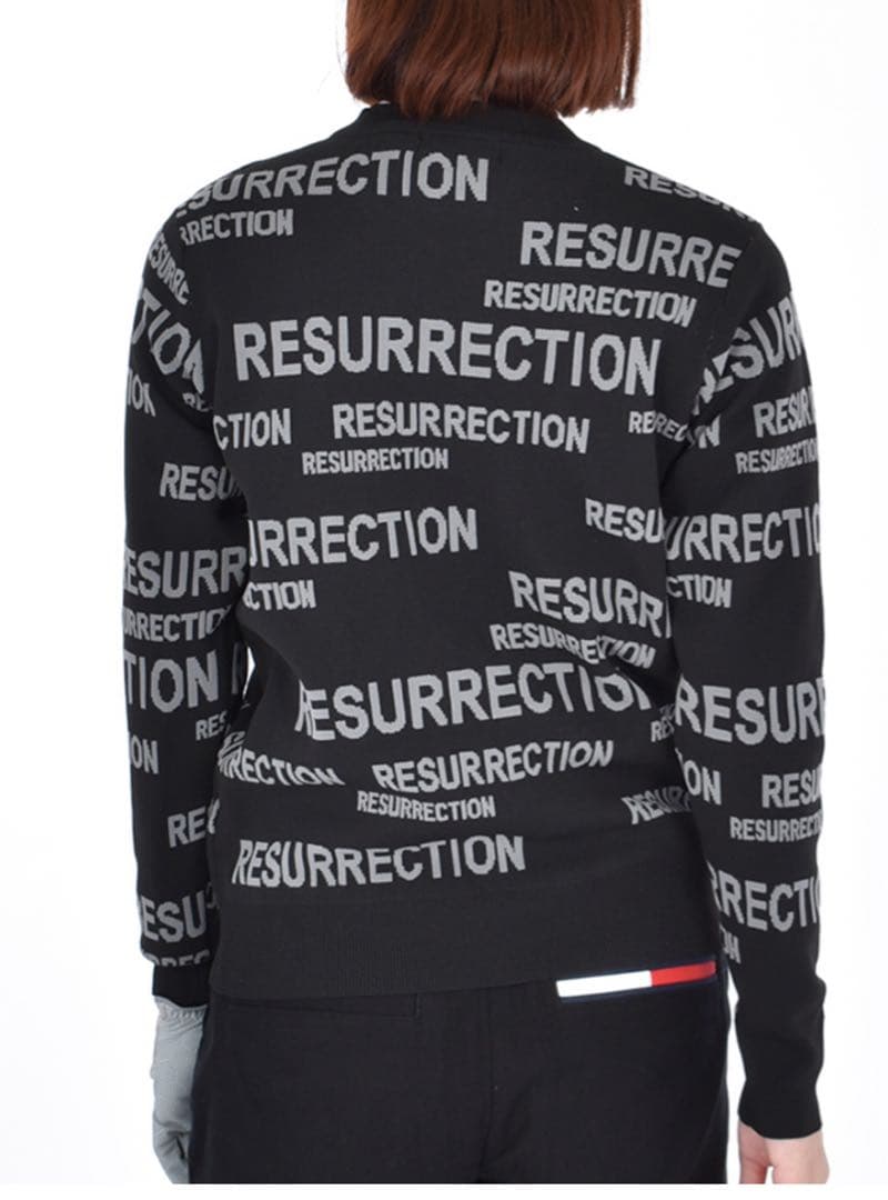 【新品】レザレクション メニーロゴ セーター サイズＬ　黒 レディース