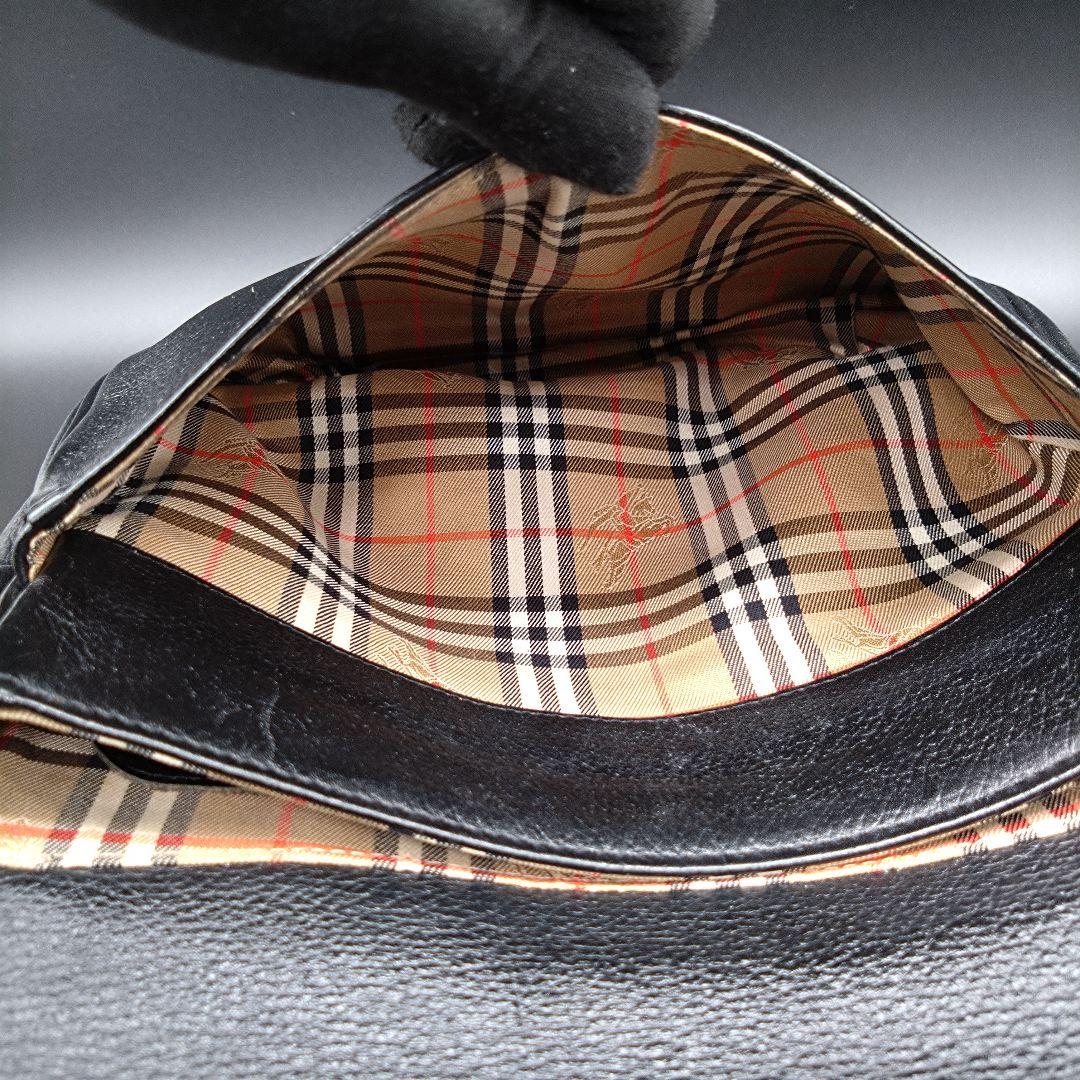 BURBERRY ショルダーバッグ ブラック ノバチェック レザー ペットボトル