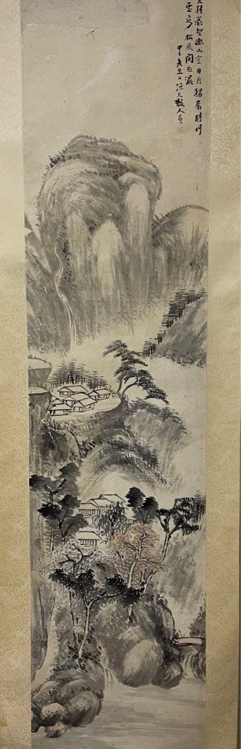 あきら様専用◇◇日本の水墨画 山と家の風景 掛け軸