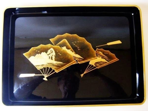 広蓋 金蒔絵 扇面 末広 本漆器 天然木