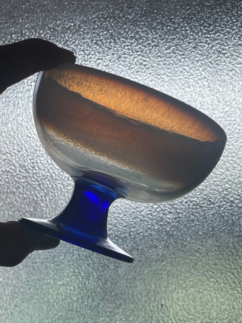 最終値下げ 青脚なつめ型と椀型2点 氷コップ 戦前ガラス