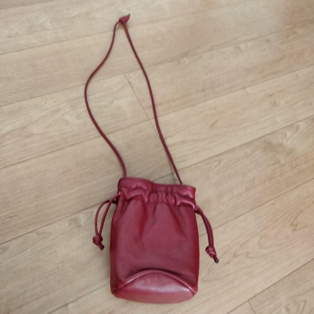 クリスチャンディオール レザー 巾着バッグ ショルダーバッグ 赤 レッド