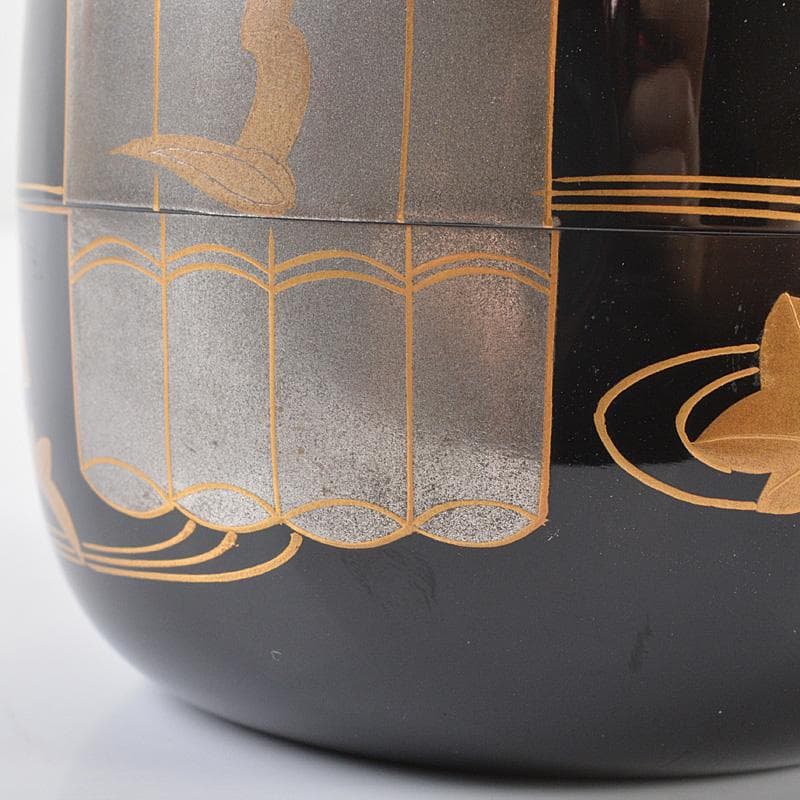 茶道具　輪島塗　目代春帆作　雲桜蒔絵　平棗　紫野　藤井誠堂極め箱　V　R6587