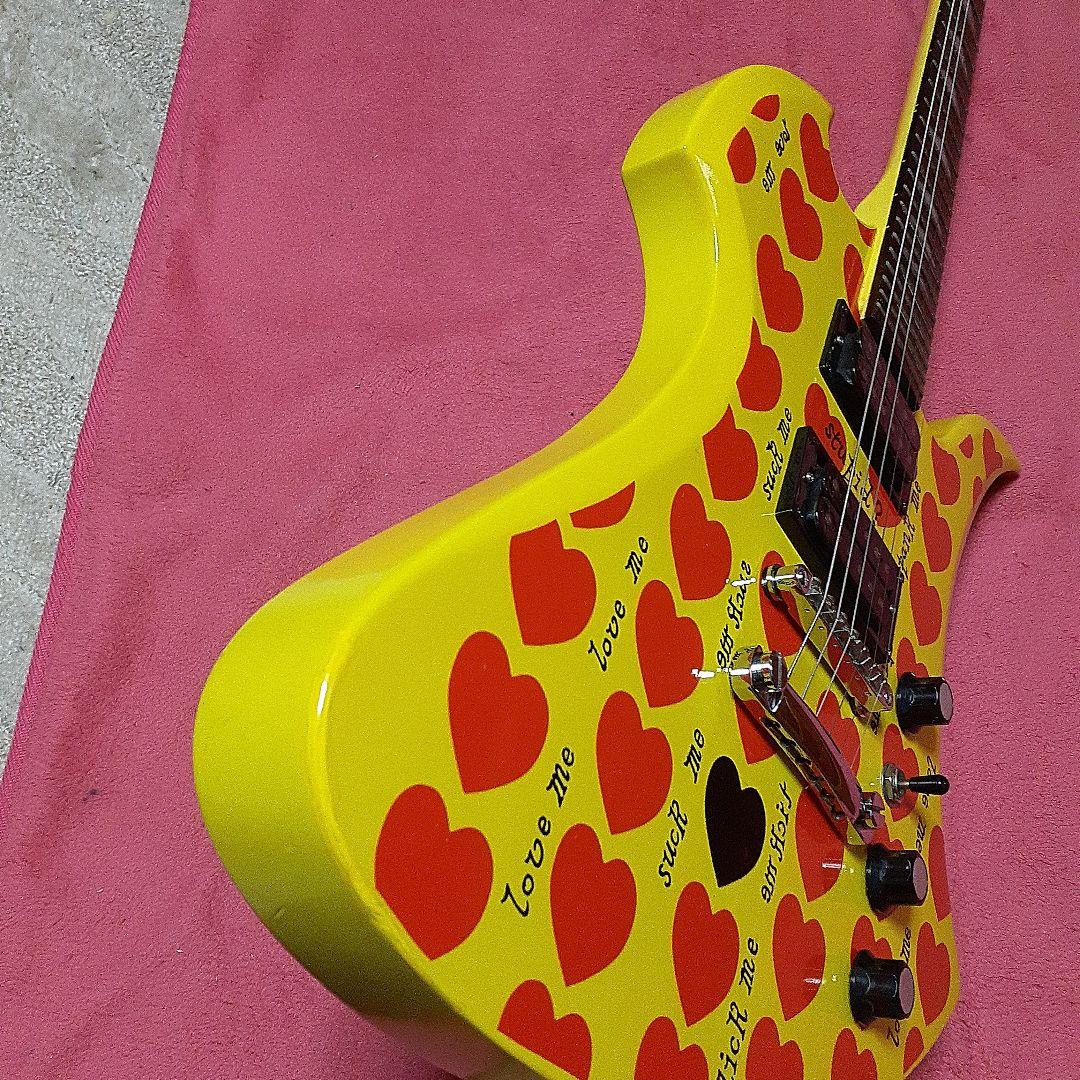 良．美品】hideモデル/イエローハート。モッキンバード・エレキギター。