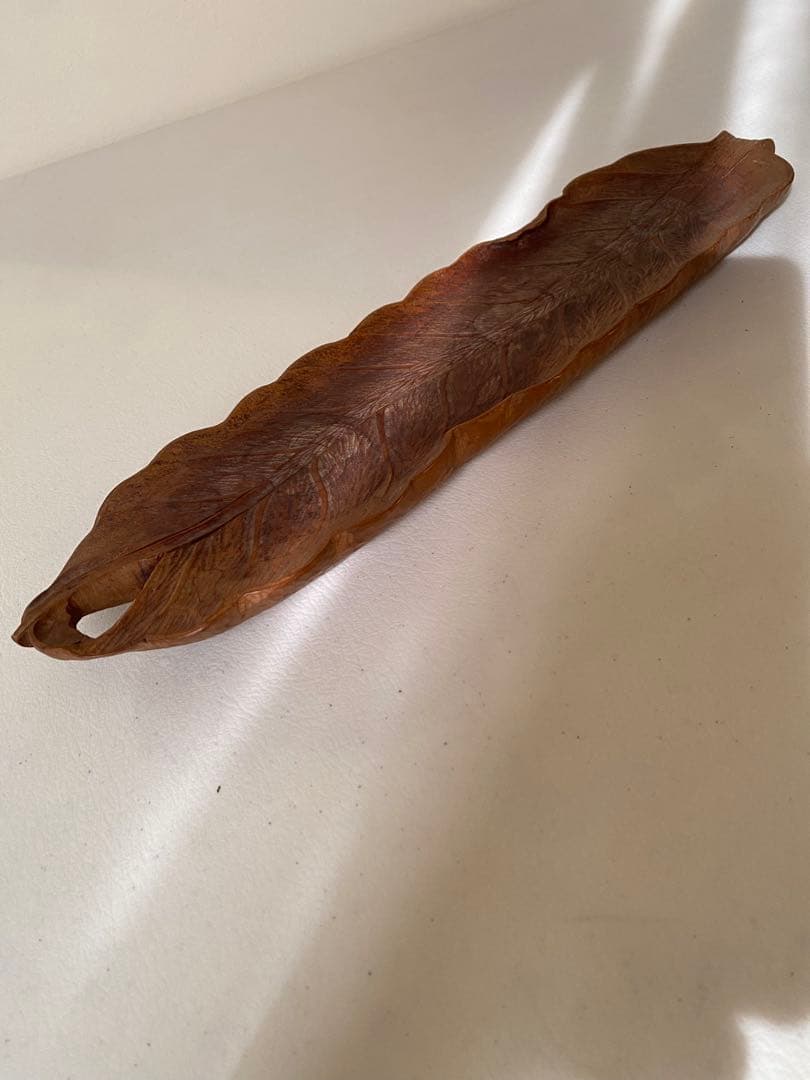 煎茶盆 木彫 在銘 葉盆 煎茶道具 茶道具