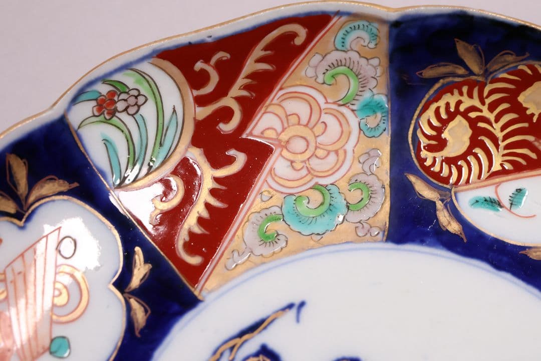 【CM119】古伊万里 色絵 中皿 2枚 盛皿 幅22.3cm 錦手 花鳥 草花