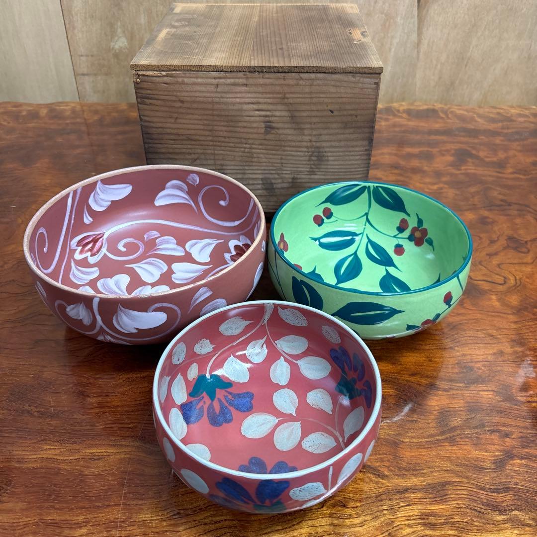 花柄・葉柄デザインの陶器ボウル3個セット o0114o13 - メルカリ