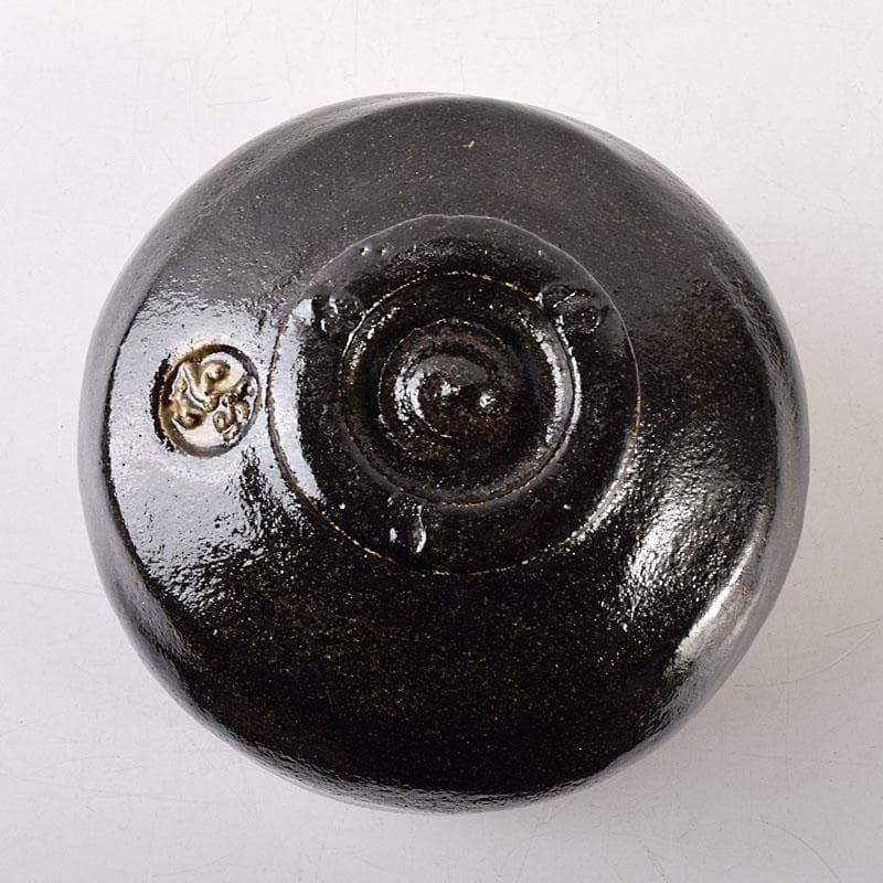 茶道具 楽焼 佐々木松楽造 黒楽茶碗 共布共箱 C R8686 - メルカリ