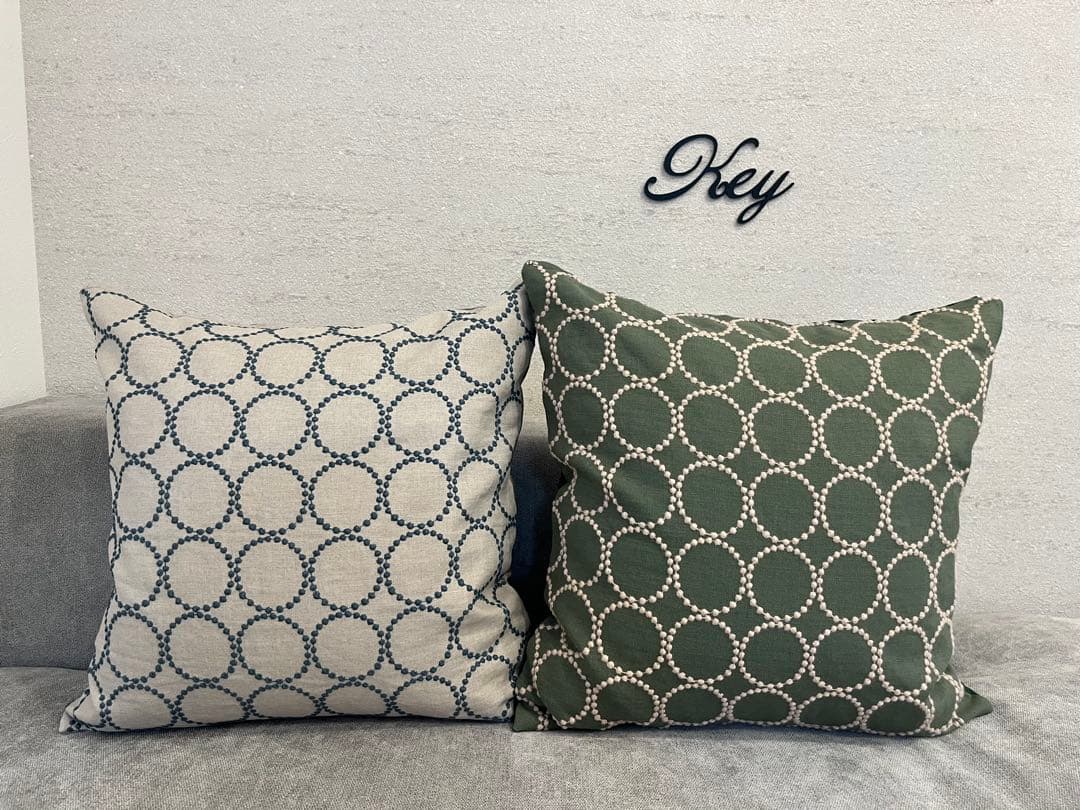 ミナペルホネン　ハンドメイドクッションカバー★タンバリン ベージュxブルーグレー