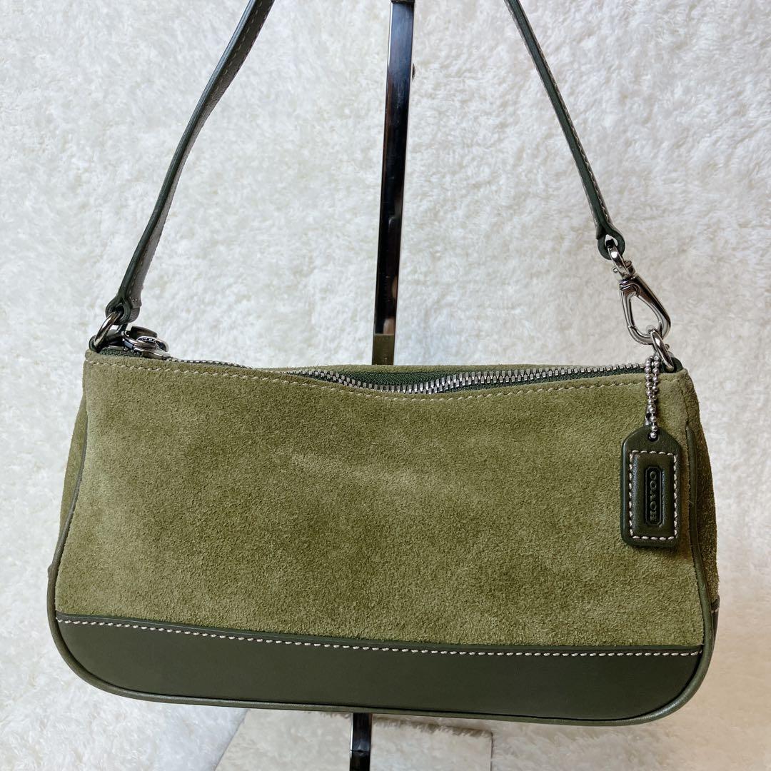 バッグ vintage coach suede shoulderbag green