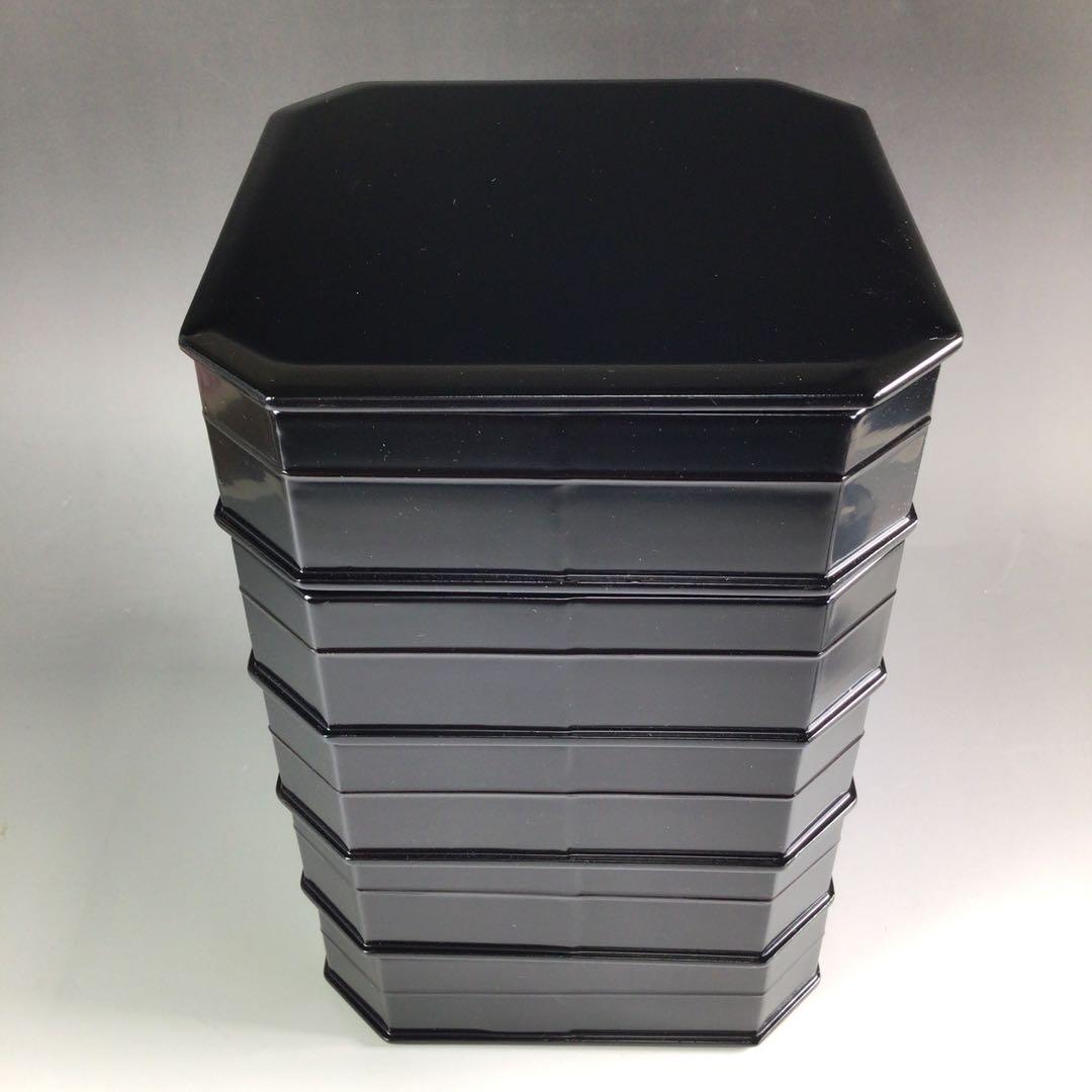 Ｒ５３１　縁高　『塗師　春香作』『真塗』『五段重』　共箱　菓子器　懐石道具