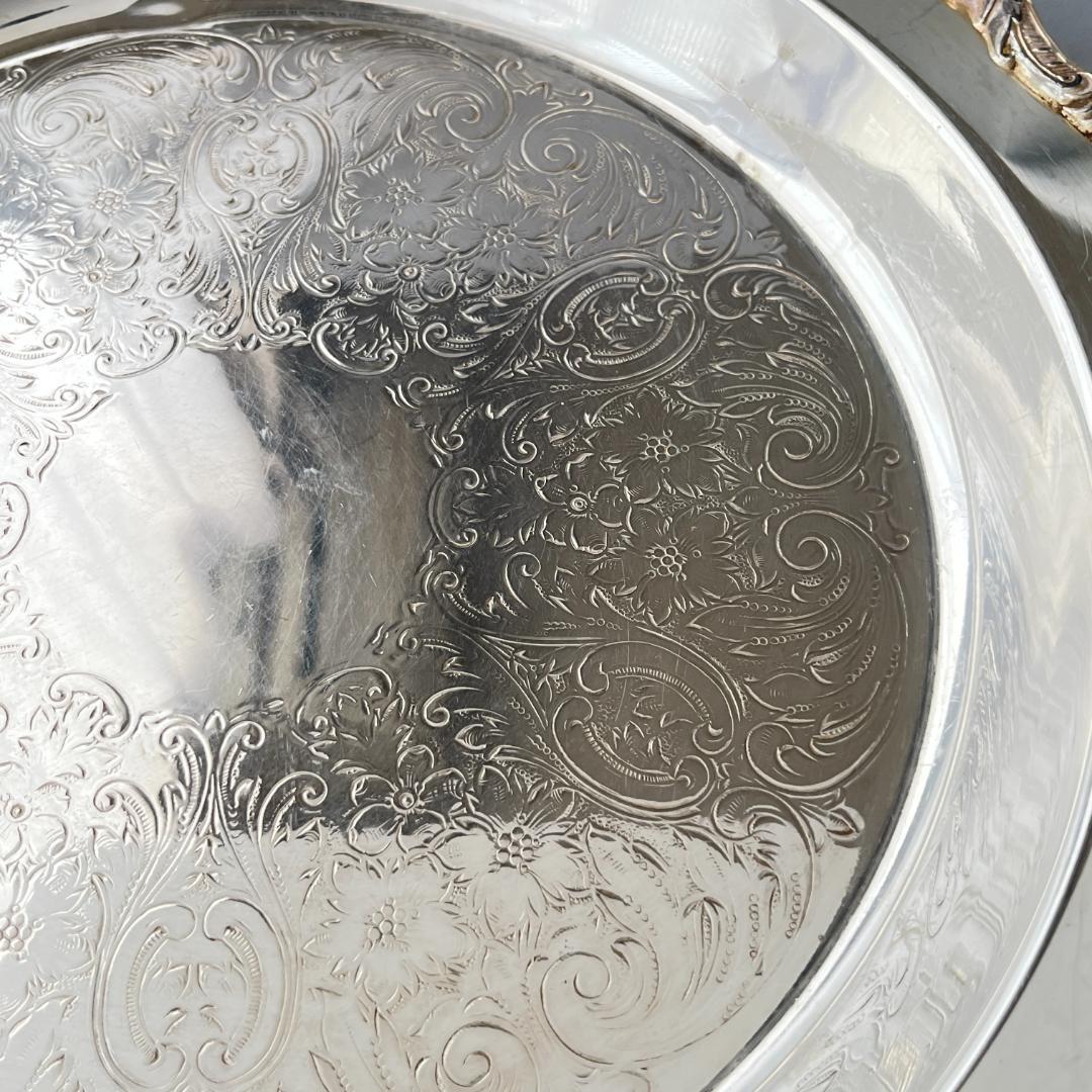 POOLE】サルヴァ / ドリンクトレー【シルバープレート】30cm フット付