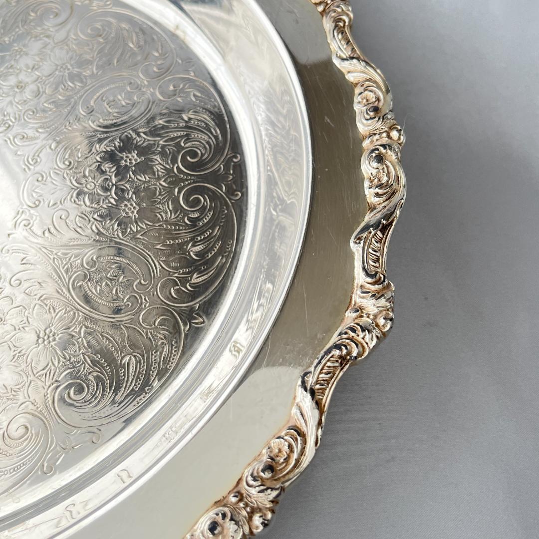 【POOLE】サルヴァ / ドリンクトレー【シルバープレート】30cm フット付