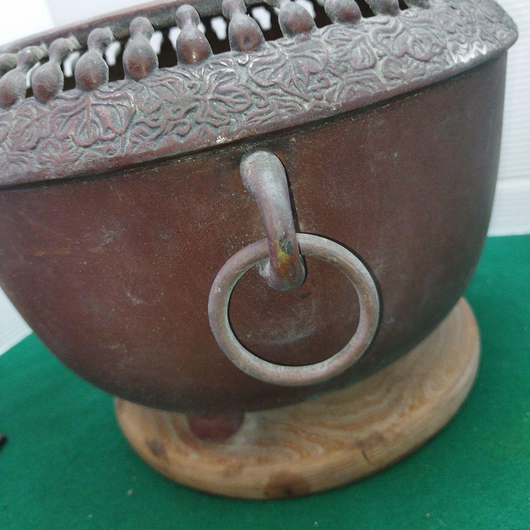 銅製火鉢 時代物 古民具 古道具 瓢箪 ひょうたん 透かし 火鉢