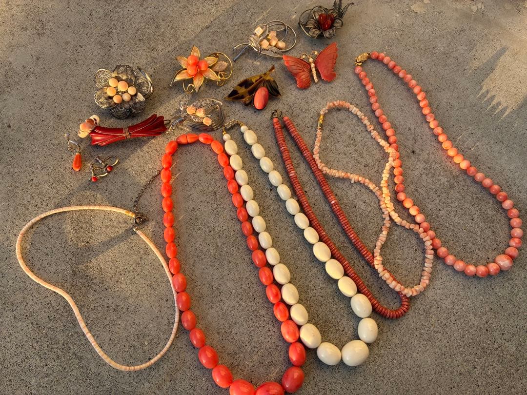 優*希様 ネックレス　リング　ブローチ　イヤリング　セット　珊瑚　さんご　サンゴ