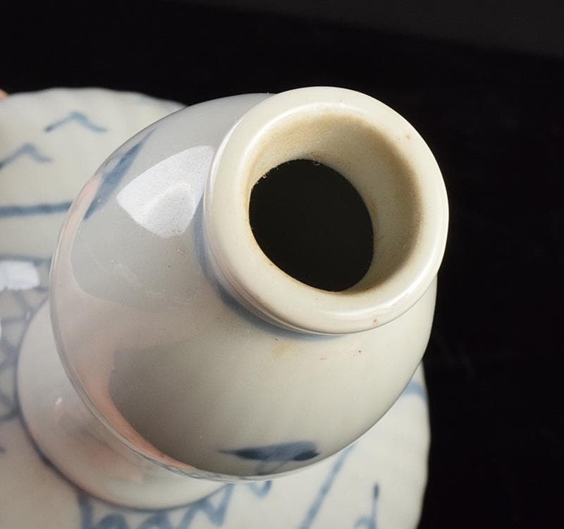 朝鮮美術　李朝　高麗白磁　染付　花文　一輪挿し　花瓶　D　R4931