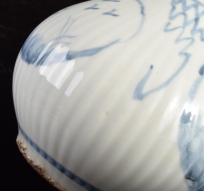 朝鮮美術　李朝　高麗白磁　染付　花文　一輪挿し　花瓶　D　R4931