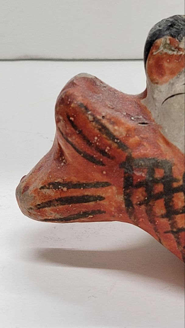 おめでたい お正月玄関に 明治時代 鯛猫 ガラ入 古い練り人形 土人形 郷土