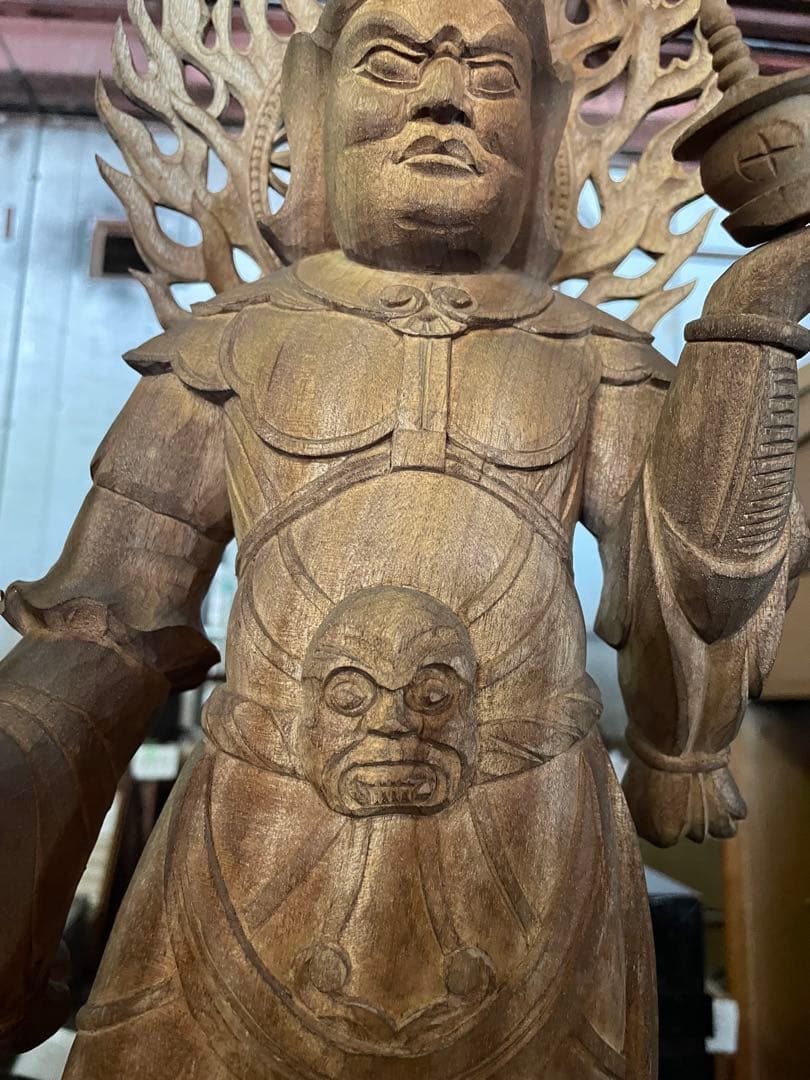 不動明王立像 2体 高さ67cm 仏教美術 仏像 木彫 寺院