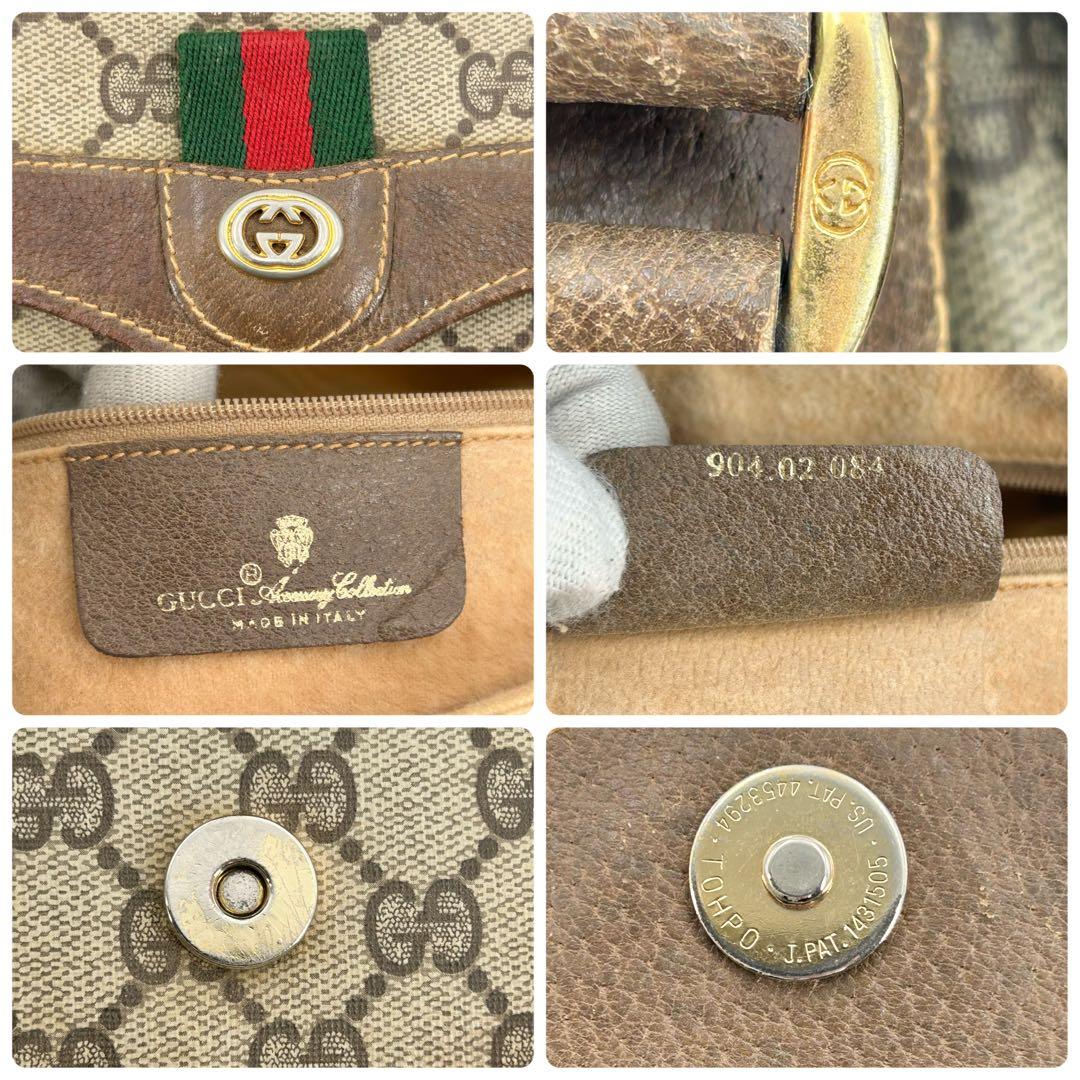 グッチ ショルダーバッグ シェリー スプリーム GG PVC 茶色 オールド