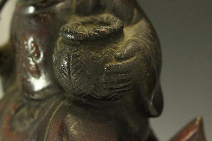 銅製 鯛 乗り 恵比寿 吉祥 縁起物 33cmx16cm 時代物(A193)