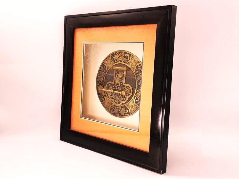 古玩彫金 清朝工芸 】 金銅引手金具 資料館旧展示品