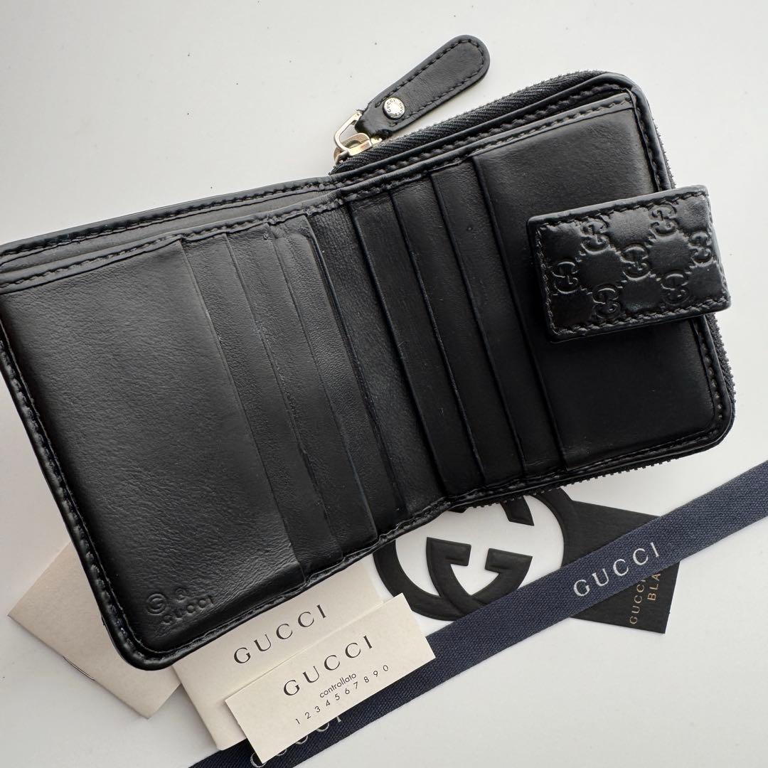 【美品】 20 GUCCI グッチ マイクロ シマ 2つ折り 財布