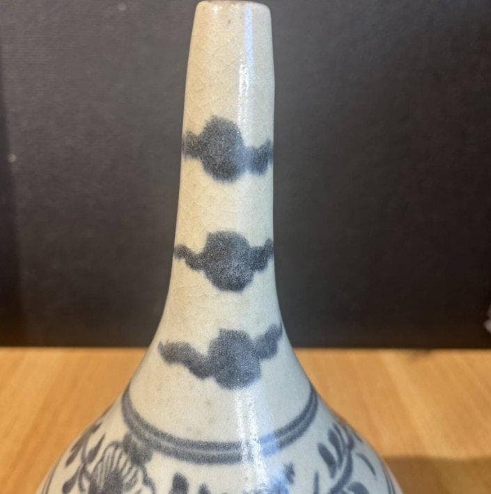 S8012 中国古美術 古保万里染付 一輪押し 花瓶 花器 中国古玩