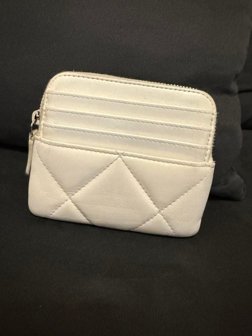 CHANEL シャネル マトラッセ ホワイト ジップパース ラムスキン