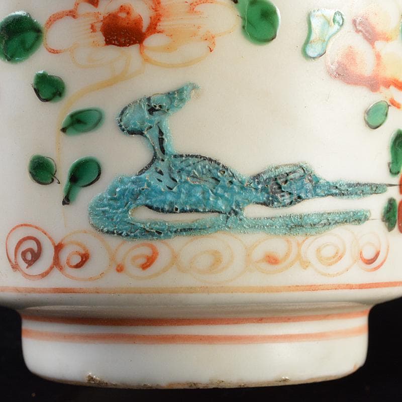 中国呉須赤絵花鳥文香炉火入CR5816