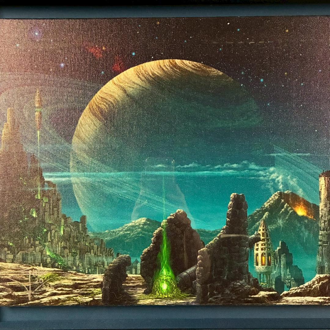 【うに】美品 内尾和正「憶の露」キャンバスジークレー 大作 直筆サイン入