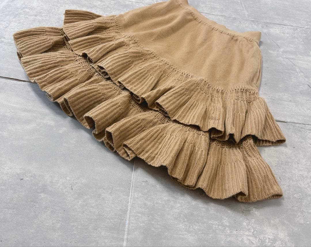 美品【FOXEY】フォクシー 高級 カシミヤ100% ティアード ニットスカート