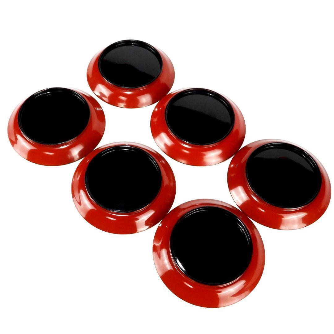 漆器 赤金 花柄 カップとソーサー 6客セット