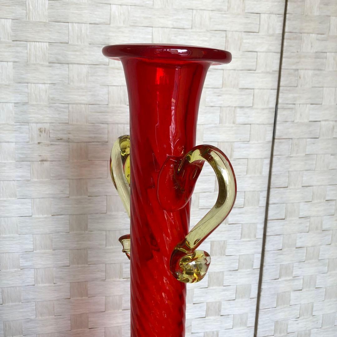 た60○豪華❗️高63cmツイスト 琉球ガラス花瓶の通販はau PAY