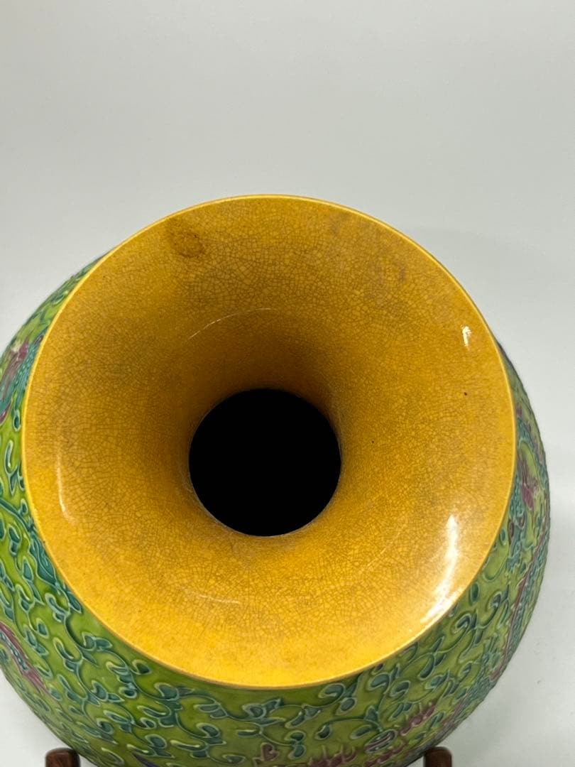 整理品】極上 清時代龍鳳紋花瓶 /西す—43